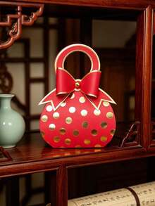 Set de 5 cajas de regalo con cinta de lunares con estampado en caliente, cajas de dulces de estilo europeo para boda, cajas de dulces de regalo de estilo creativo Ins con lunares para llevar en la mano - Ver 4