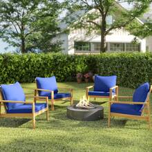 Outdoor Chair Cushions Set Of 4, Fade Resistant, 24 X 24 In Deep Seat, Patio Cushions For Chair, Sofa, And Outdoor Furniture, Navy Blue - Navy Blue - View 8