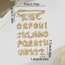 1件装奢华几何设计竹结字母简约百搭男女通用胸针配饰 - 彩色 - 查看 2