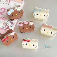 SANRIO 1个Hello Kitty卡通亚克力发夹，适合学生佩戴，可作为发夹和配饰。还包含可爱的卡通女士发夹，非常适合度假和时尚搭配。适合秋季、旅行和造型。 - KT - 查看 3