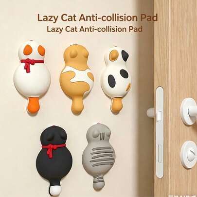 1pc Cute & Funny Cartoon Soft Rubber Door Stopper, Door Handle Bumper Pad, Home Decor Noise Reduction Pad