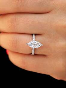 1 Quilate Anillo de Compromiso/Boda Ovalado Brillante, Plata de Ley 925, Anillo de Promesa/Eternidad para Mujer, Regalo de Joyería Exquisito - anillo de diamantes - Ver 7
