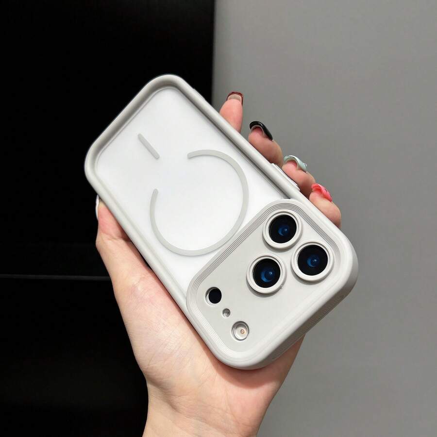 Translucent Frosted Camera Protection Magnetic Wireless Charging Phone Case, For IPhone 17 Pro Max, 17 Pro, 17 Air, 17, 16, 15, 14, 13, 12, 11 Pro Max, Armor Plus Back Cover - Grey - View 1