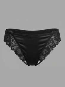 Secret Verse 1pc Women's Briefs,Double-Sided Lace, Comfortable For Everyday Wear. - Black - View 3
