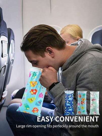 10pcs/Pack Disposable Leak-Proof Vomit Bags, Suitable For Teenagers, Cute Cartoon Pattern, Self-Sealing Anti-Leakage Vomit Bags, Suitable For Students And Pregnant Women, Applicable For Cars, Buses, Taxis, Airplanes And Other Vehicles, Portable Car Vomit Bags, Suitable For Kindergartens, Hospitals, Schools And Other Places, Essential For Home Cleaning, Travel And Sports Emergency Anti-Leakage Vomit Bags.