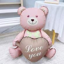 1pc 41" Heart-Shaped Hugging Teddy Bear Balloon With "I Love You" Slogan - Pink & Brown, Wedding, Valentine's Day Decor, Bridal Shower, Birthday Party Supplies - Halloween, Christmas Decoration - View 7