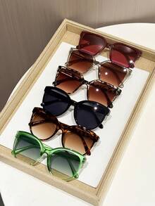 4 piezas Gafas de mujer de marco completo de plástico geométrico multicolor, elegantes, personalizadas, de estilo moderno y sencillo, básicas, perfectas y con estilo, accesorios de moda para vacaciones, pesca, conducción, navegación y festivales musicales - Multicolor - Ver 4