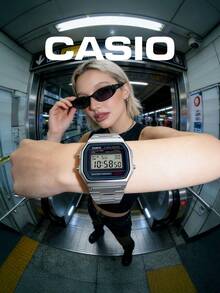 Casio 卡西欧男士石英表，适合日常通勤，不锈钢表壳，30米防水，经久耐用，A158WA-1 - 均碼 - 查看 5