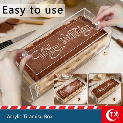 Multifunctional Acrylic Tiramisu Baking Tool Set, Includes Storage Box, Powder Sifter, And Cake Cutting Board, Reusable Transparent Baking Mold, Suitable For Beginners, Home Baking, Cake Decoration, Birthday Cakes And Gifts, Mousse And Layered Cakes, Food Storage Container
