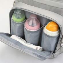 1pc Multifunctional Diaper Bag, Mommy Backpack With Bottle Warmer, Breastmilk Cooler, Changing Pad, Large Capacity, Lightweight, Convenient For Traveling With Baby - Grey - View 9