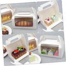 Set de 10 cajas de embalaje para rollos de pastel con ventana, adecuadas para galletas y magdalenas en fiestas y eventos - Ver 7