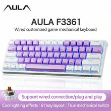 AULA F3361 Mechanical Keyboard Custom Hot Swappable 61 Key Blacklight Gaming Keyboard FN Multimedia Mechanical Axis Responsive Wired Keyboard For Mouse Office Home Laptop PC Esports Game - 查看 11