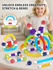 Kids DIY Telescopic Magnetic Rod, Magnetic Attraction Stretch Building Blocks, Intellectual Development Toys For Boys And Girls, Parent-Child Interactive Fun - Multicolor - View 5