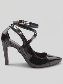 Women Heeled Sandals - Black Varnish - View 3