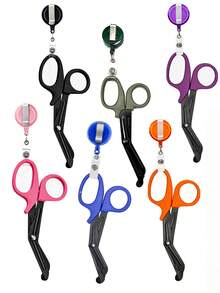 1/3 Sets Stainless Steel Care Scissors With Expandable Badge Scroll- Compact Pocket Design Portable And Non Falling, For Offices, Sewing, Home Crafts, And Schools Student Handicraft Course Fashion Accessories, Durable Tool Design - Multicolor - View 14