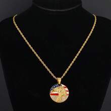 Patriotic USA Flag Eagle Pendant Necklace, Iced Out Cuban Link Chain, Men's Streetwear Hip Hop Accessory - American Patriotism - View 17