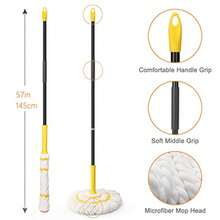 Self-Wringing Twist Mop For Floor Cleaning Long Handled Microfiber Floor Mop With Top Scouring Pad For Kitchen Hardwood Restaurant Bathroom Garages Warehouses Office 57-Inch - 粉紅色扭紋拖把 - 查看 8