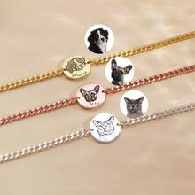 Customized Pet Portrait Bracelet For Dog Lovers With Engraved Pet Memorial Gift Personalized Gift For Pet Lovers, Anniversary Gift, Tarnish-Free, For Her, Minimalist Line Art - Multicolor - View 6