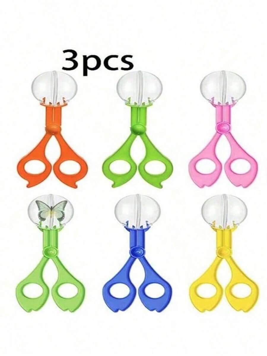 3 piezas Herramientas para capturar insectos de exploración al aire libre, pinza de insectos con cuentas de burbujas de colores, pinza de tijeras, pinza para atrapar insectos - Multicolor - Ver 1