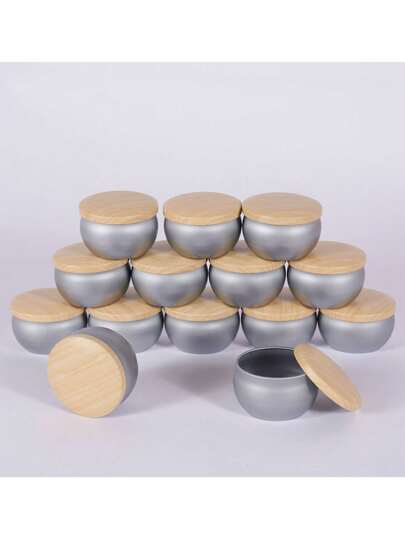 45pcs Silver Perforated Candle Jar Set, Features 2.2-Ounce Round Candles With Wood-Grain Lids, Ideal For Handmade Scented Candle Making, Bedroom Fragrance, Home Storage, And Holiday Gifts, Includes 6 Jars And 39 Additions (Wicks, Wick Holders)