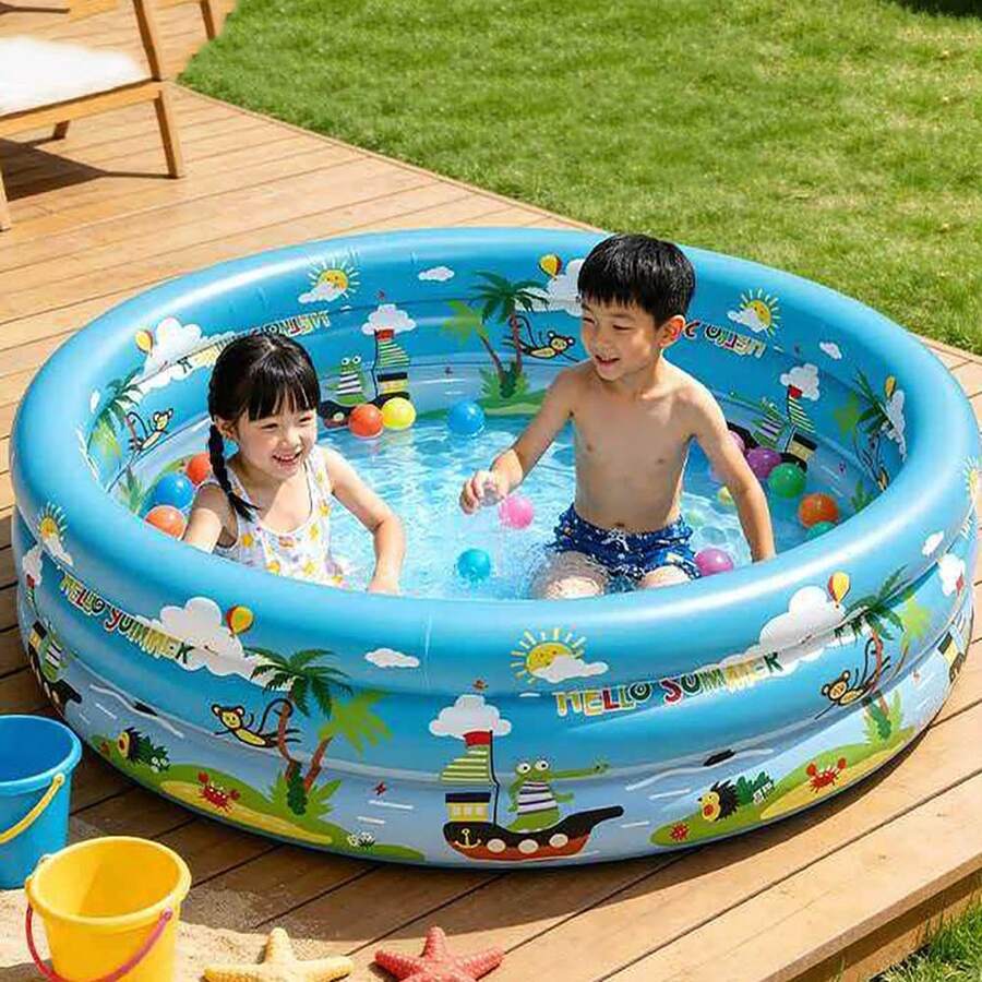 Bể bơi trẻ em PVC cỡ lớn hình hoạt hình, bể bơi tròn, bồn tắm bơm hơi cho trẻ em, bể bơi gia đình, công viên nước bằng nhựa dày cho trẻ em, bể bơi mùa hè thiết yếu cho trẻ em. - Nhiều màu - Xem 1