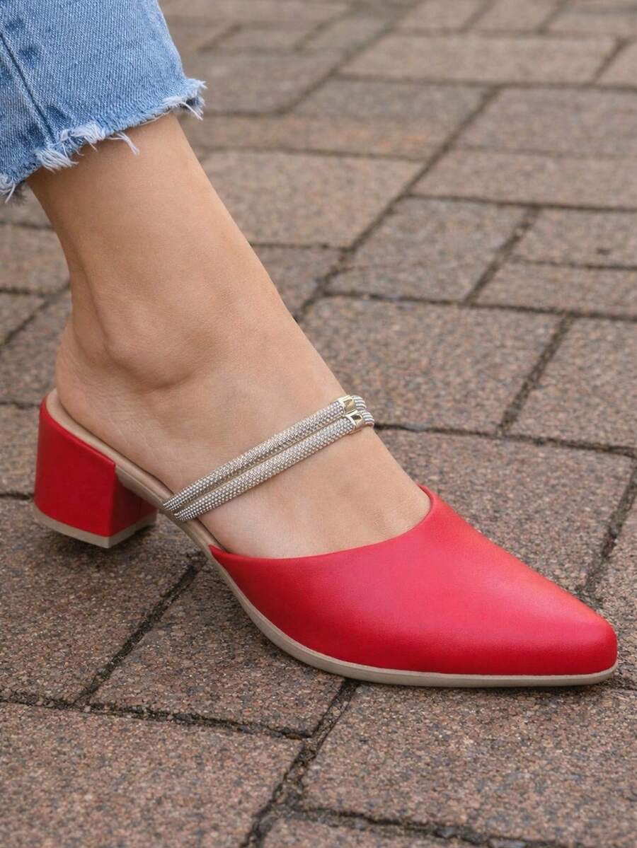 Women's 2-In-1 Mule Pump With Block Heel, Medium Heel, Comfortable, Various Colors - Hạt dẻ cười - Xem 1