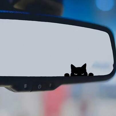 Fun Peeking Cartoon Cat Animal Pattern Car Stickers, Car Rearview Mirror Stickers, Waterproof Stickers, Personalized Car Decals For Motorcycles And Car Body Decoration.