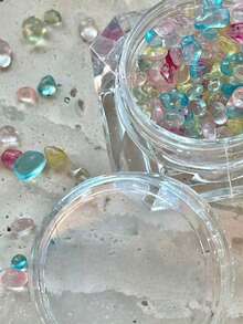 1 caja de nuevas cuentas de burbuja de caramelo para arte de uñas, cuentas mixtas coloridas de piedra natural asimétrica iridiscente de 1-4 mm, materiales DIY para decoración de uñas, accesorios de uñas, piezas de uñas, suministros de uñas, Y2K - Multicolor - Ver 5