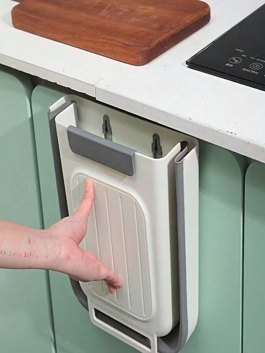 1/2pcs Foldable Soft Rubber Kitchen Storage Bucket, Cabinet Door Hanging Trash Can, No Bending Required, Thick Large Opening Cabinet Door Hanging Storage, Tool To Keep Kitchen Tidy, Wall-Mounted Trash Can, Trash Bag Rack, Also Suitable For Bathroom, Kitchen Cabinet, Table Drawer, Bedroom. Gift For Mom. Trash Can - Multicolor - View 1