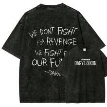 Camiseta Unisex Lavada de The Walking Dead Daryl 3 - Negro - Ver 1
