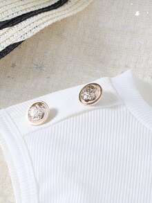 Bộ 2 món cho bé gái, áo tank top trắng và quần short kẻ caro xanh dương, thích hợp cho mùa xuân/hè. - Màu xanh lam - Xem 5