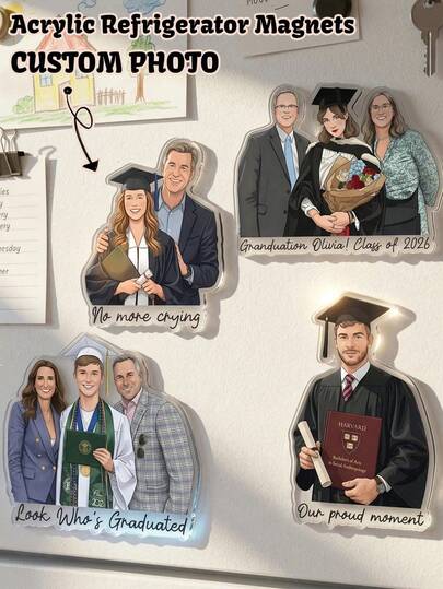 Personalized Graduation Photo Magnets, Customized Photo Magnets, Fun Acrylic Fridge Decor, Graduation Gifts, Customized Graduation Party Favors, 2026 Graduation Souvenirs