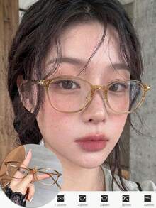 一副Y2K风格女士长方形镜框眼镜（镜框宽度=133mm），复古时尚眼镜，日常佩戴，带眼镜盒，小框眼镜 - 彩色 - 查看 17