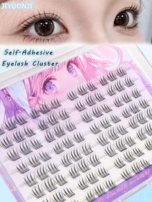 96pcs Cartoon Style False Eyelashes, Self-Adhesive Eyelash Clusters For DIY At Home, Anime Design, Glue-Free, Convenient To Use, Single Strand Lash Extension, Spiky Lashes, Segmented Natural Looking Eyelashes - C - View 3