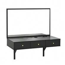 Wall-Mounted Vanity Unit With Mirror, 3 Drawers And Power Outlets, Tablet/Card Slot And Cup Holder; Black. Dimensions: 100 * 105 * 45 Cm (Width * Height * Depth). - Black - View 10