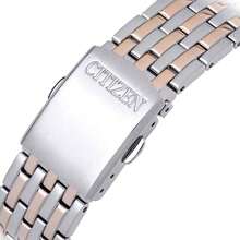 CITIZEN NH7504-52EB 男士自动机械表，银色不锈钢表壳，白色表盘，经典商务腕表，带日期和星期显示，是送给父亲、丈夫和男友的完美生日、周年纪念日和节日礼物。 - 銀色加金色 - 查看 6