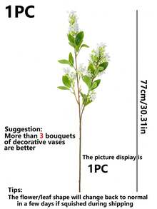 1 bó hoa Heliotrope nhân tạo, cây trang trí giả, thích hợp dùng trong bình hoa, trang trí nhà cửa, đám cưới, tiệc tùng, làm đạo cụ chụp ảnh. - trắng - Xem 2