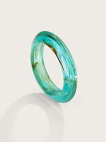 Altistry 1 Pc Mix Green Color Chunky Resin Cuff Bracelet , Exaggerated Oversized Women Gold Bangles Set , Fashionable Wrist Cuffs , Arm Band , Minimalist Fashion Bracelets Set Jewelry Suitable For Daily Outfit - Multicolor - View 7