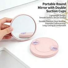 1Pc Portable 10X Magnifying Makeup Mirror With Suction Cup For Precision Makeup Blackhead Extraction Face Cleansing Eye Makeup Tool Vanity Accessories Beauty Travel Must Haves Cheap Items Gifts For Women - 粉色 - 查看 4