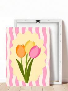 1pc Tulip Floral Poster, Tulip Art Striped Print Bouquet Print, Tulip Gift For Floral Enthusiasts, Pink Tulip Wall Art, Soft Pink Bouquet, Ideal Gift For Friends, Bedroom Art Print, Living Room Decor, Office Decor, Kitchen Decor, Bathroom Decor, Wall Art, Framed Canvas Wall Art Poster - 1PCS - View 17