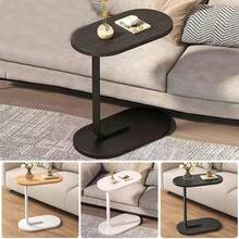 Modern C-Shaped Compact Sofa Side End Table Coffee Laptop Living Room & Bedroom - White - View 6