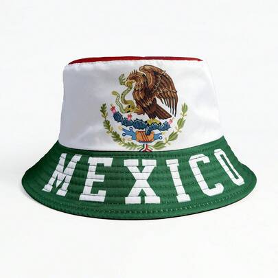 1pc 2026 World Cup Mexico Fan Digital Printed National Flag Bucket Hat, Unisex Supportive Cap