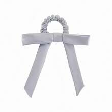 1pc Light Grey Bow Hair Scrunchie - Light Grey - View 8