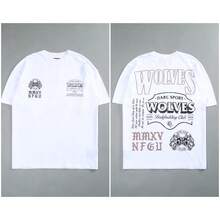 DARCSPORT Letter Print Pure Cotton Summer  Round Neck Short Sleeve T-Shirt For Men And Women - trắng - Xem 2