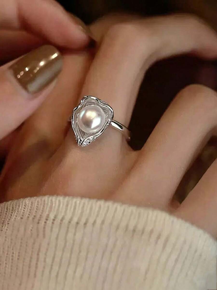 1 chiếc nhẫn ngọc trai bất đối xứng sang trọng kiểu cổ điển có thể điều chỉnh kích cỡ dành cho nữ, thích hợp làm quà tặng nhân dịp sinh nhật, tiệc tùng, ngày Valentine, đeo hàng ngày. - Nhiều màu - Xem 1