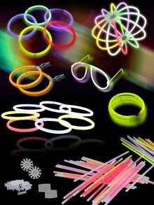 200支彩色荧光棒。这些荧光棒亮度极高，是一种可以发出柔和强光的照明产品，并且在黑暗中持续发光。它们可以发光8到12小时。是婚礼派对照明、圣诞派对用品和新年礼物的理想选择。 - 彩色 - 查看 4