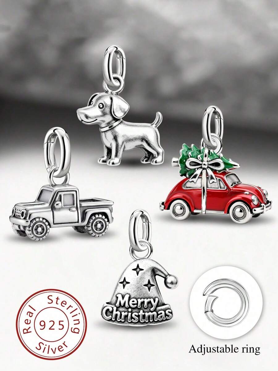 1pc Minimalist Unique 925 Sterling Silver Spring Flower Rabbit Pendant, DIY Necklace Delicate Jewelry Gift For Women & Men - Gather - View 1
