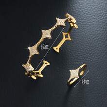 Set Gelang dan Cincin Mewah Serbaguna Motif Bintang Zirkonia, 2 Buah/Set, Cocok untuk Pemakaian Sehari-hari Wanita, Hadiah Liburan - Perak - View 2
