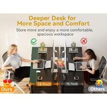 ODK 48 Inch Computer Desk With 8 Fabric Drawers, Modern Office Desk With Large Storage For Home Office, Study, Gaming, Black - Black - View 5