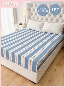 1 bộ ga trải giường bằng cotton 100%, họa tiết sọc, mềm mại và thoải mái, phù hợp với nệm dày 30cm, bộ đồ giường ký túc xá unisex, trang trí phòng ngủ theo phong cách tối giản. - Nhiều màu - Xem 1